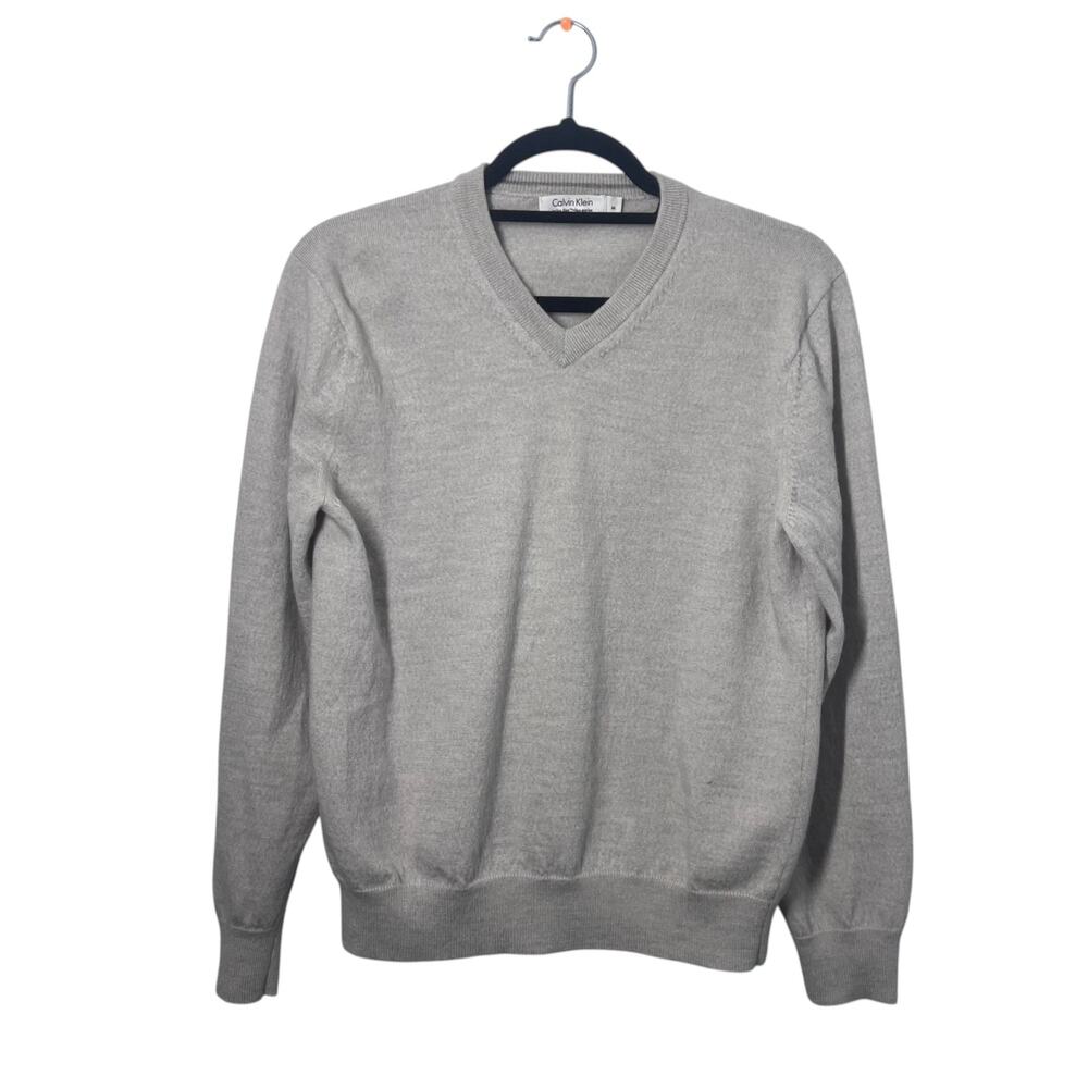 Calvin Klein Extra Fine Italian Merino Wool Sweater Long Sleeve V-Neck M For Men